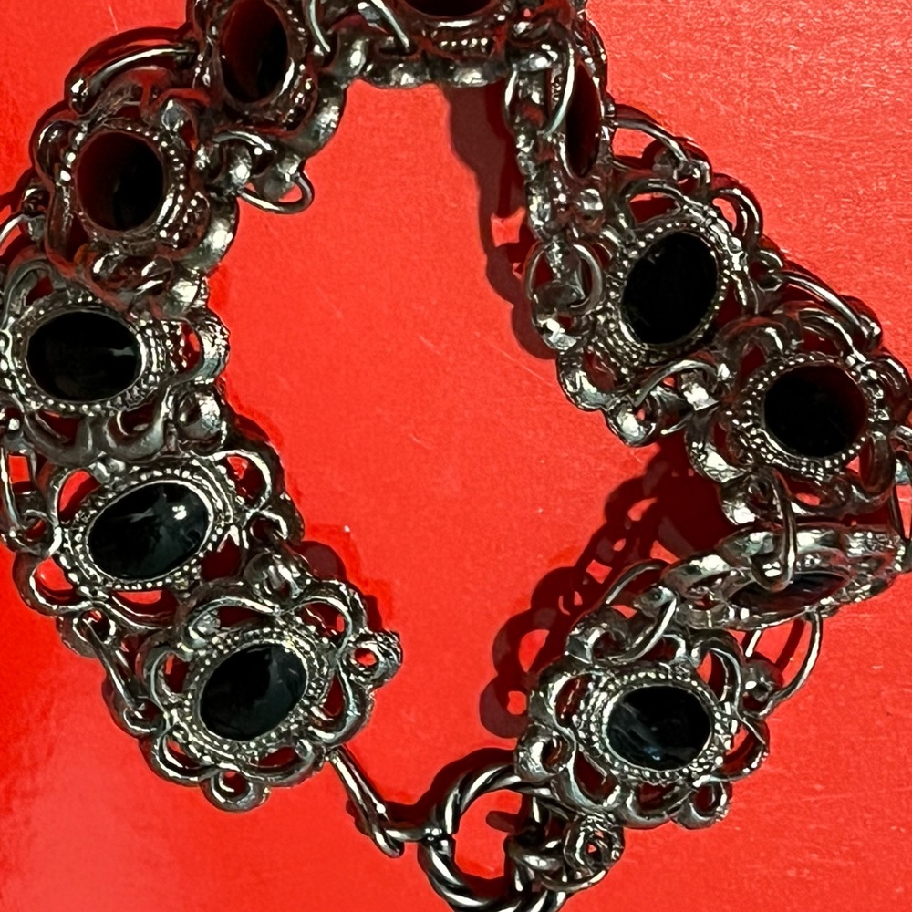 Elegant Silver and Black Bracelet